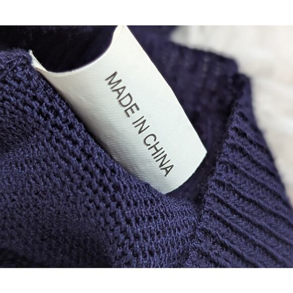 Wool Blend Cutout Color Block Deconstructed Sweater Blue and Yellow Small - Picture 10 of 14